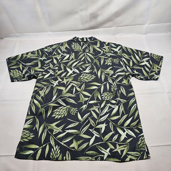 Tommy Bahama Shirt Mens‎ Small Black Green Leaf Hawaiian 100% Silk - Picture 6 of 7